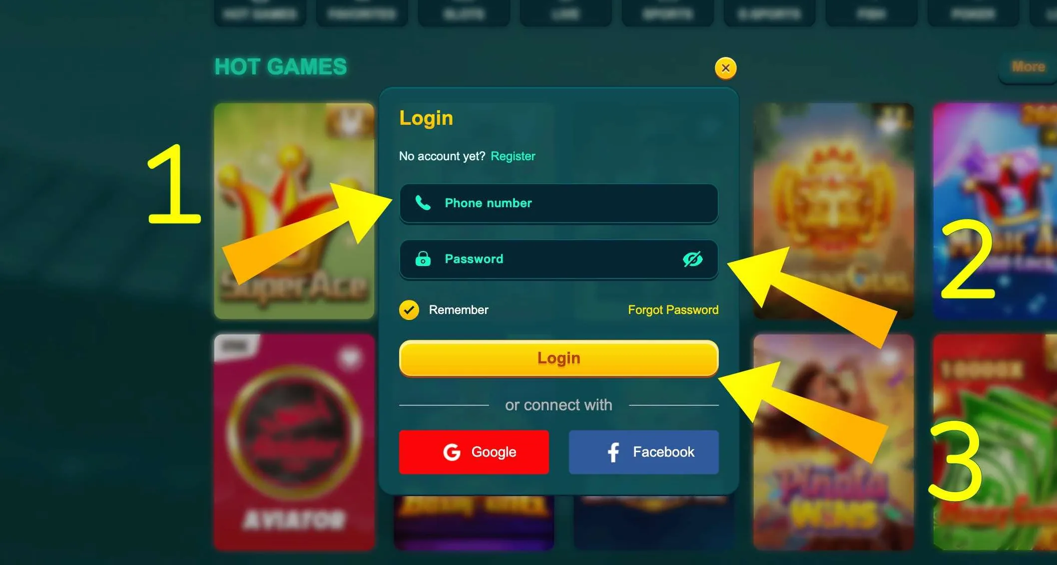 EK333 মোবাইল অ্যাপে Login ফর্ম