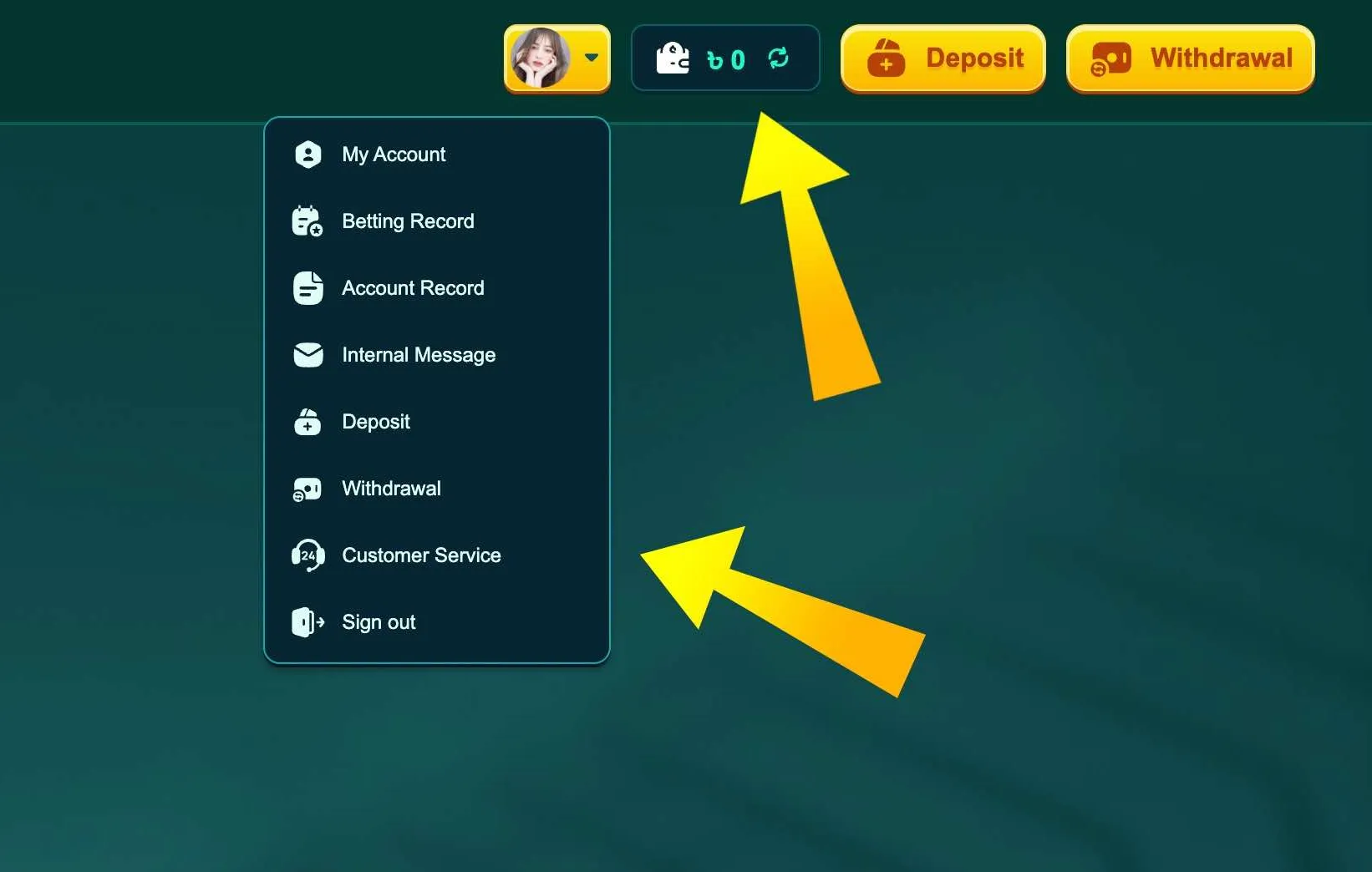 EK333 account menu after registration